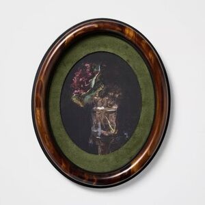 NEW Threshold Studio McGee 9” x 11” Oval Wood Frame Floral Wall Art